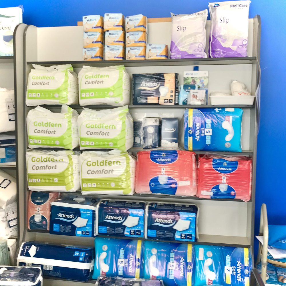 Incontinence products on shelves